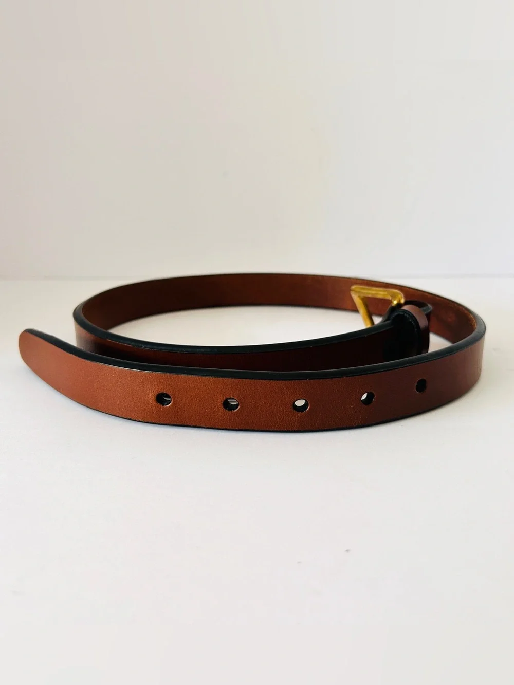Sid Mashburn Brown Leather Belt with Gold Buckle
